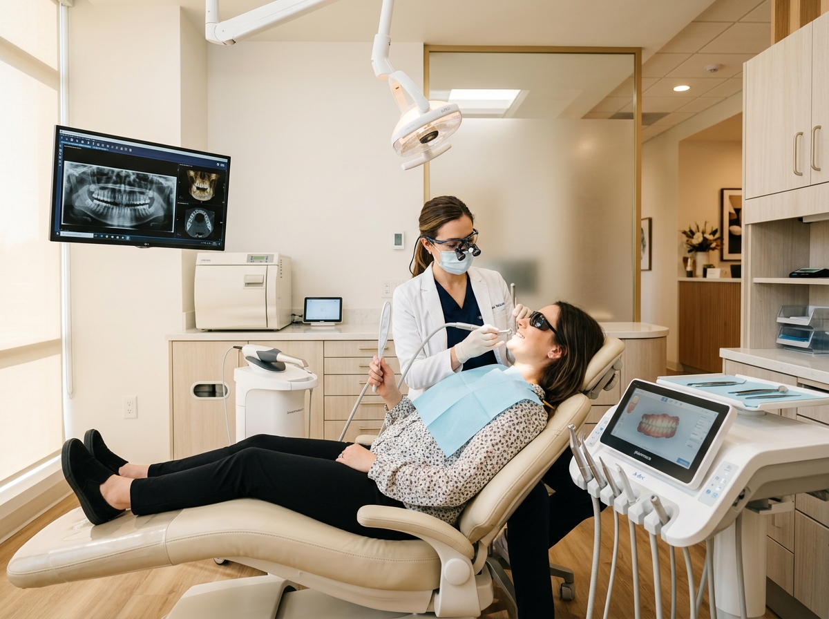 Modern dental technology and equipment in a clinical setting